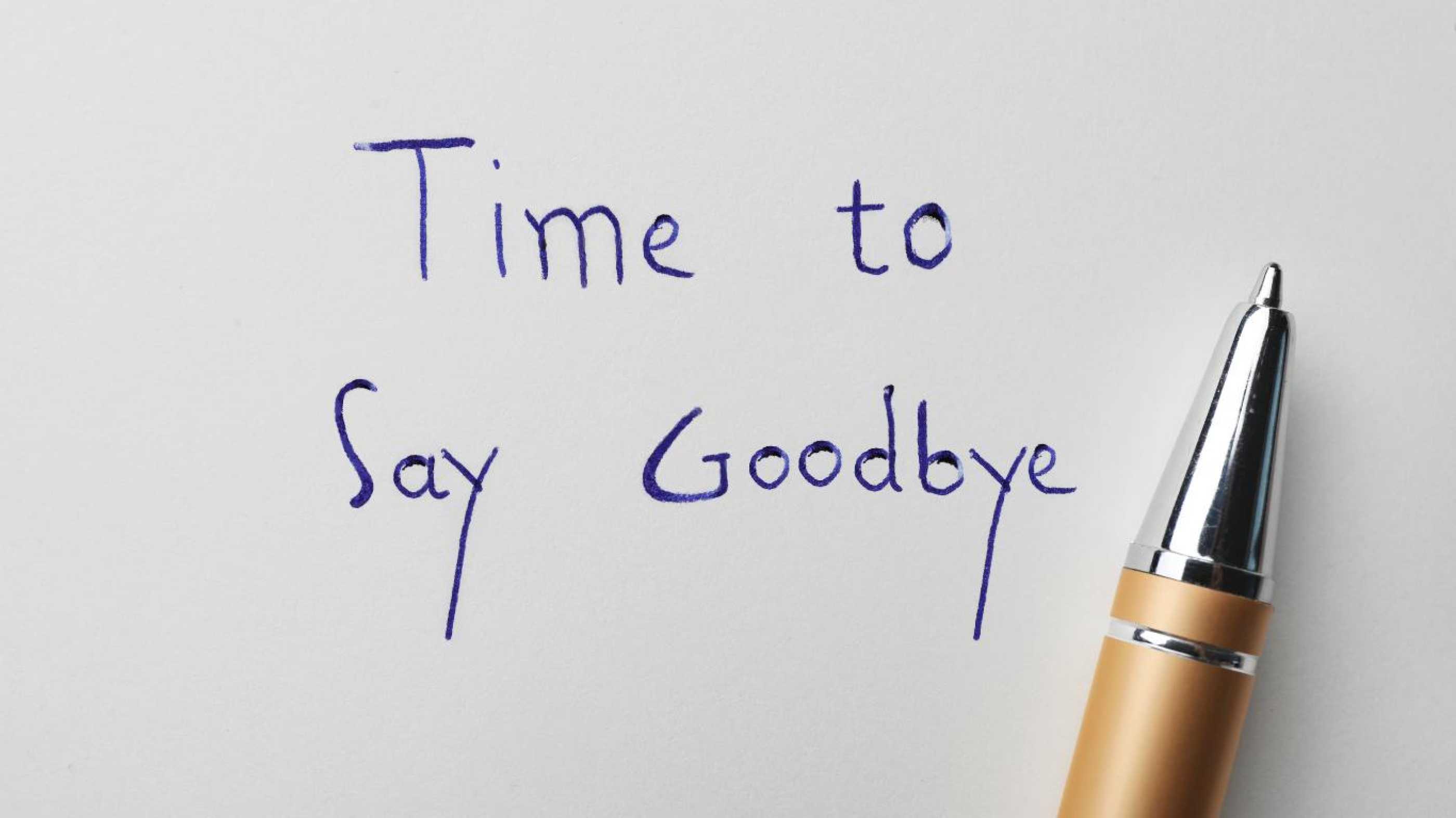 Text saying time to say goodbye